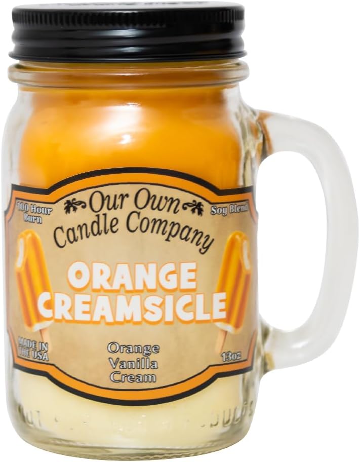Our Own Candle Company, Orange Creamsicle Scented Mason Jar Candle, 100 Hour Burn Time, 13 Ounces