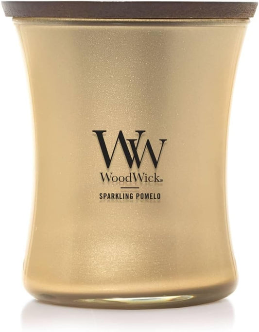 WoodWick Sparkling Pomelo Holiday Candle Gifts for Women and Men, 9.7 oz Precious Metals Collection with Crackling Wick