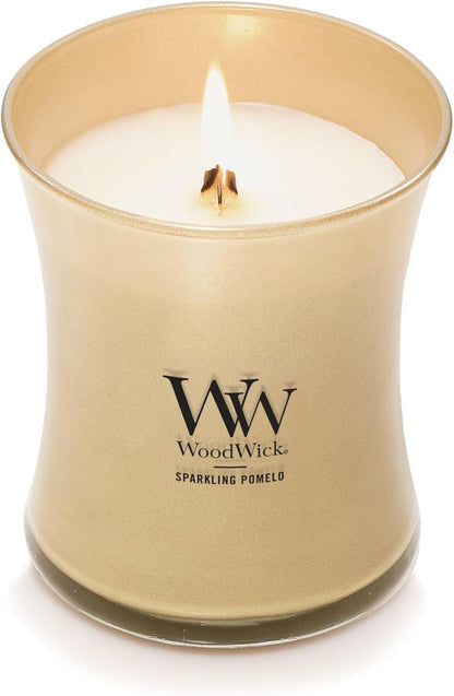 WoodWick Sparkling Pomelo Holiday Candle Gifts for Women and Men, 9.7 oz Precious Metals Collection with Crackling Wick