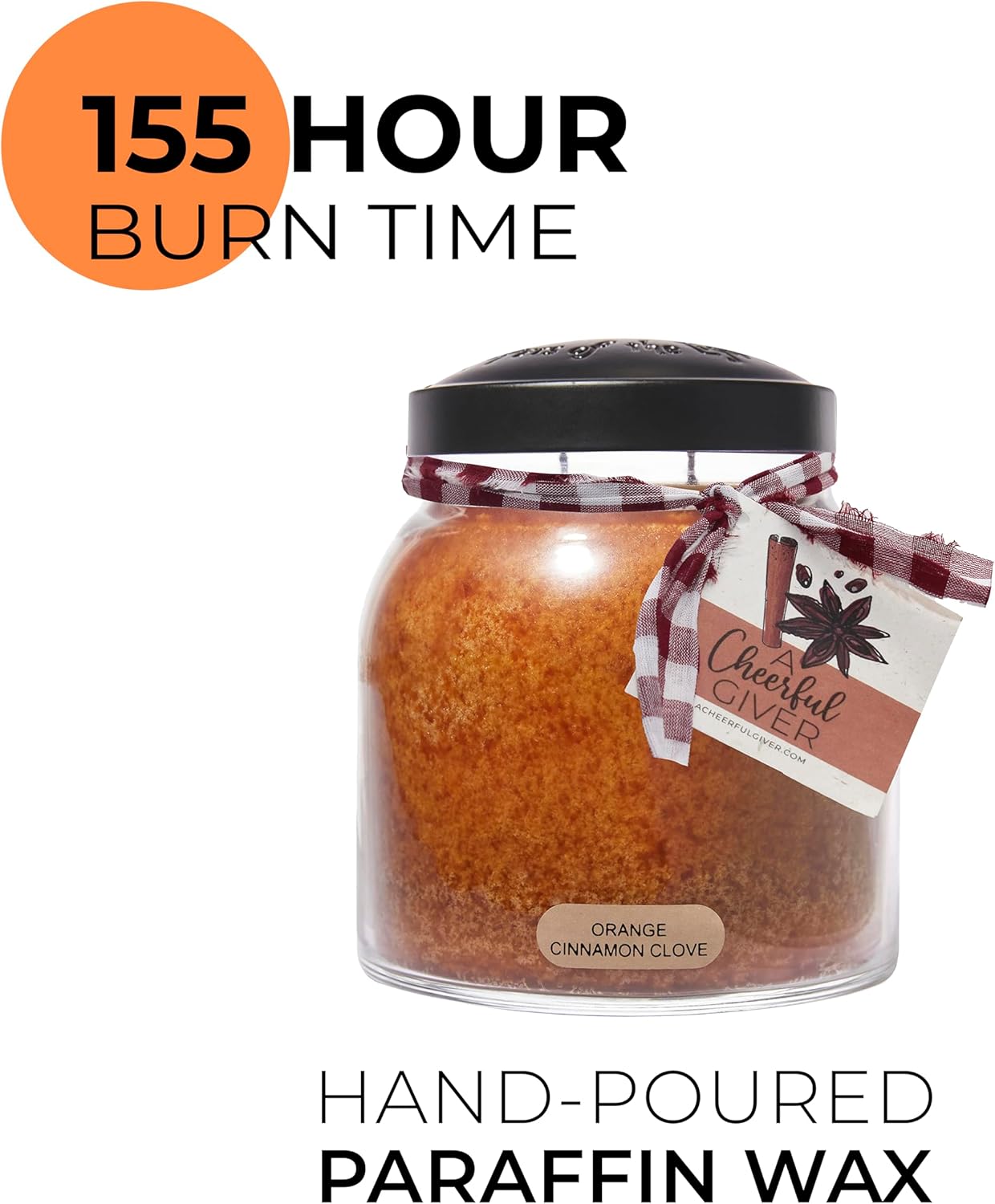 A Cheerful Giver — Orange Cinnamon Clove - 34oz Papa Scented Candle Jar with Lid - Keepers of the Light - 155 Hours of Burn Time, Gift for Women, Orange