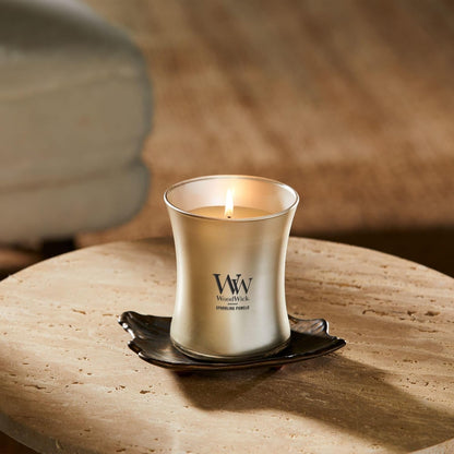 WoodWick Sparkling Pomelo Holiday Candle Gifts for Women and Men, 9.7 oz Precious Metals Collection with Crackling Wick