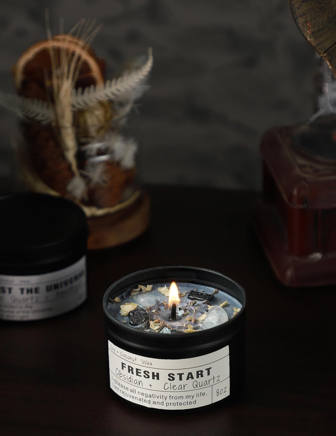 Crystal Candles, Healing Magic Candles, Mind-Body Meditation, Gifts to Encourage Women, New Job Gifts.(Fresh Start)