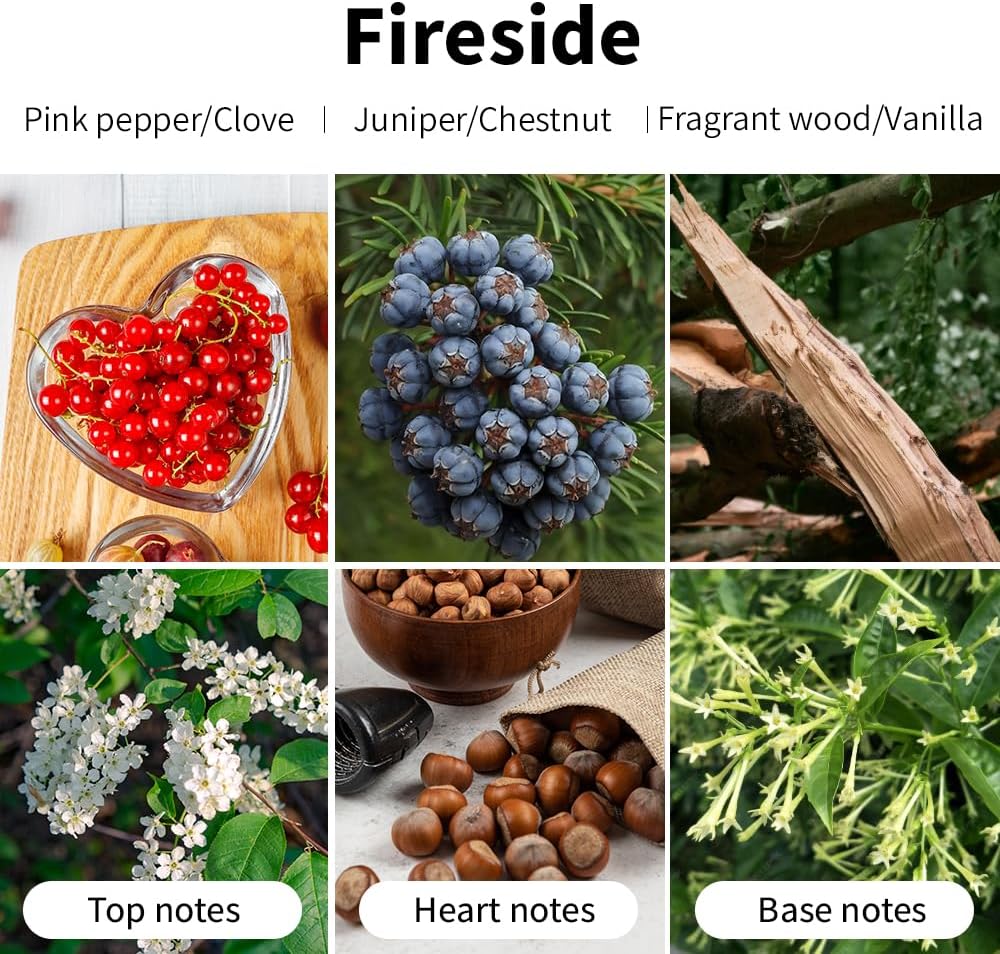 Fireside Scented Candles, 7oz Soy Wax Candle, Long Lasting Aromatherapy Jar Candle for Home, Scented Long Burning Candle Gift for Women and Men