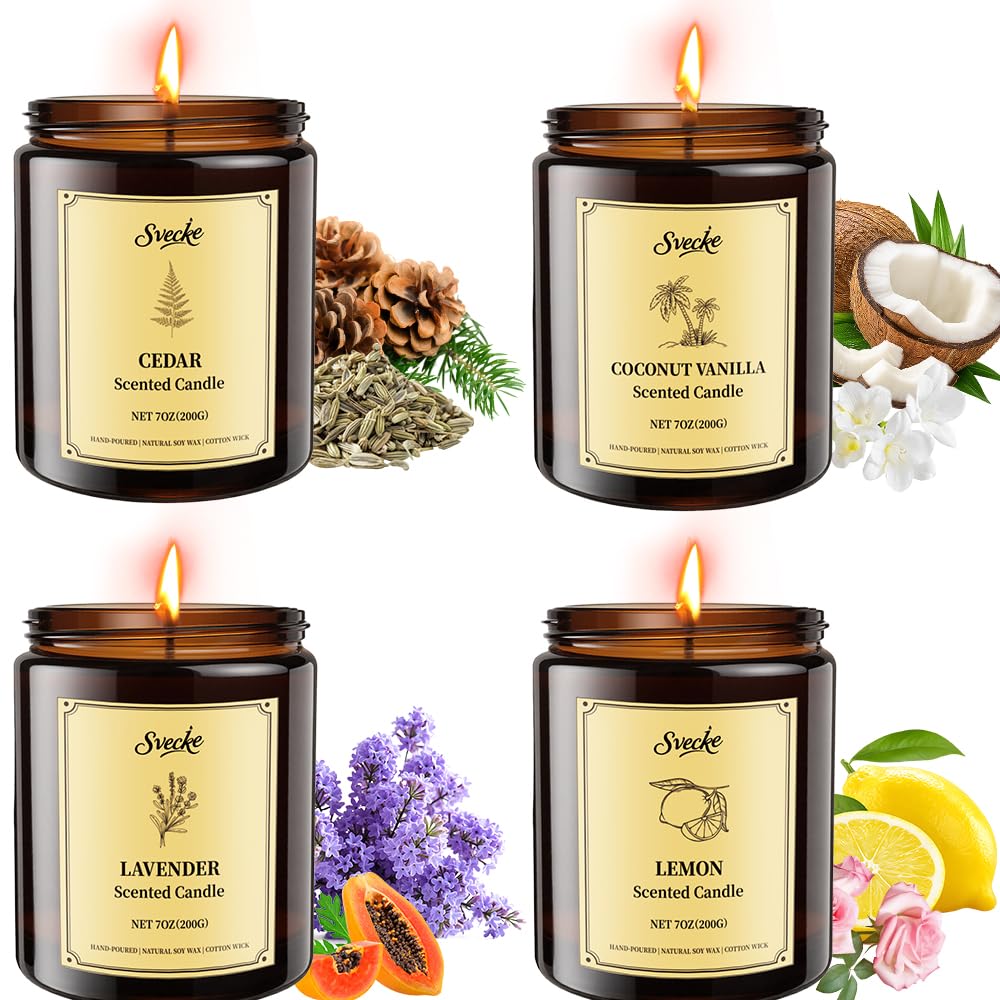 Fireside Scented Candles, 7oz Soy Wax Candle, Long Lasting Aromatherapy Jar Candle for Home, Scented Long Burning Candle Gift for Women and Men