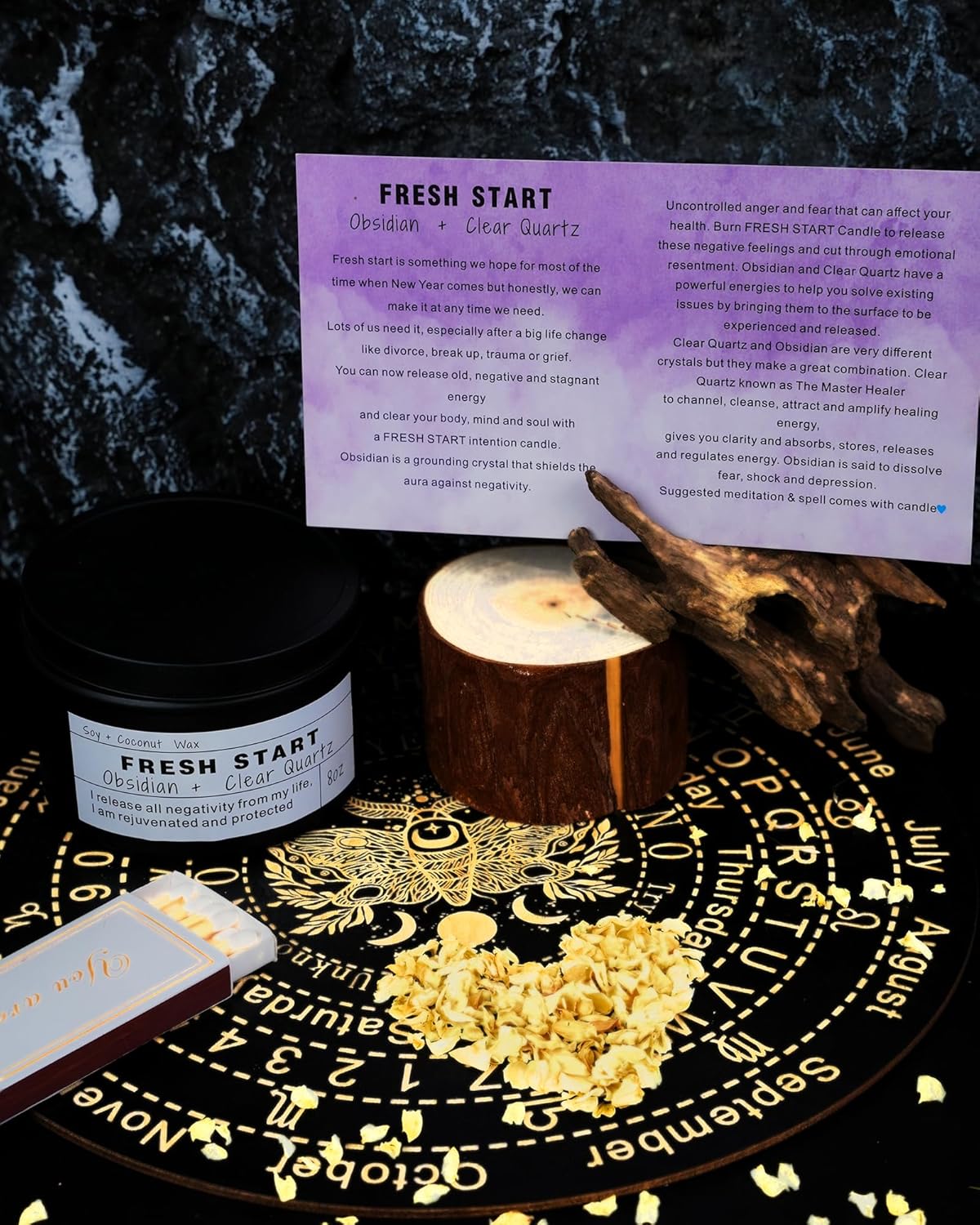 Crystal Candles, Healing Magic Candles, Mind-Body Meditation, Gifts to Encourage Women, New Job Gifts.(Fresh Start)