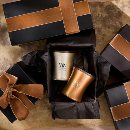 WoodWick Sparkling Pomelo Holiday Candle Gifts for Women and Men, 9.7 oz Precious Metals Collection with Crackling Wick